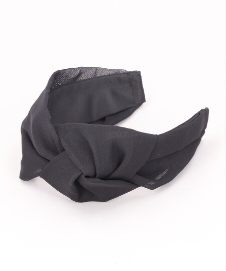 GISELLE SILK CHIFFON TURBAN HEADBAND BLACK ONESIZE