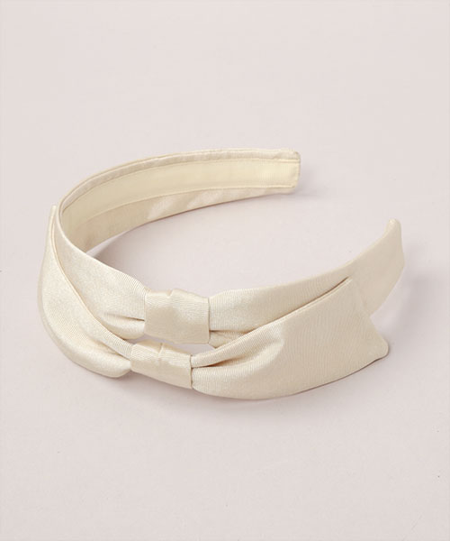 GROSGRAIN DOUBLE BOW HEADBAND(ONESIZE BEIGE): カチューシャ｜帽子