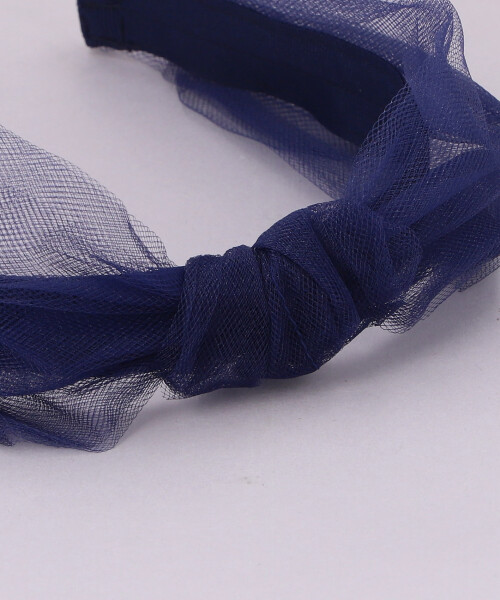 TULLE CENTER TURBAN HEADBAND NAVY ONESIZE