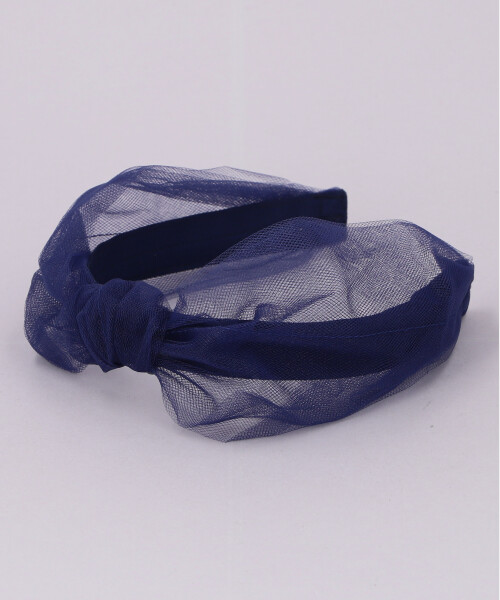 TULLE CENTER TURBAN HEADBAND NAVY ONESIZE