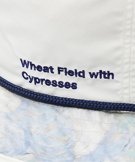 WHEAT FIELD WITH CYPRESSES HAT WHITE ONESIZE
