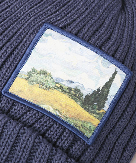 WHEAT FIELD WITH CYPRESSES KNIT CAP NAVY ONESIZE