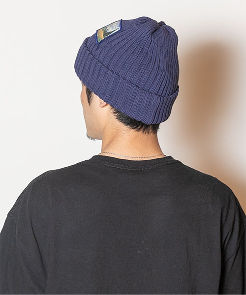 WHEAT FIELD WITH CYPRESSES KNIT CAP NAVY ONESIZE