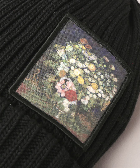 BOUQUET OF FLOWERS IN A VASE KNIT CAP BLACK ONESIZE