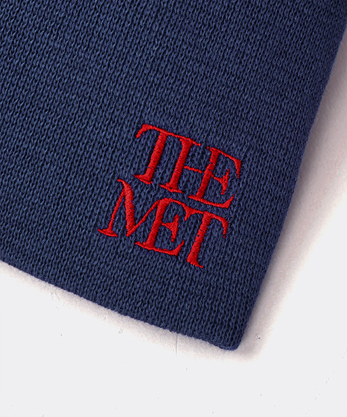 THE MET LOGO KNIT CAP NAVY ONESIZE