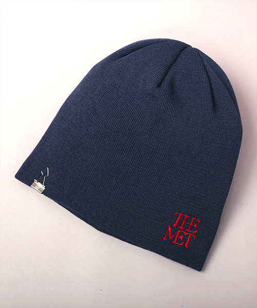 THE MET LOGO KNIT CAP NAVY ONESIZE