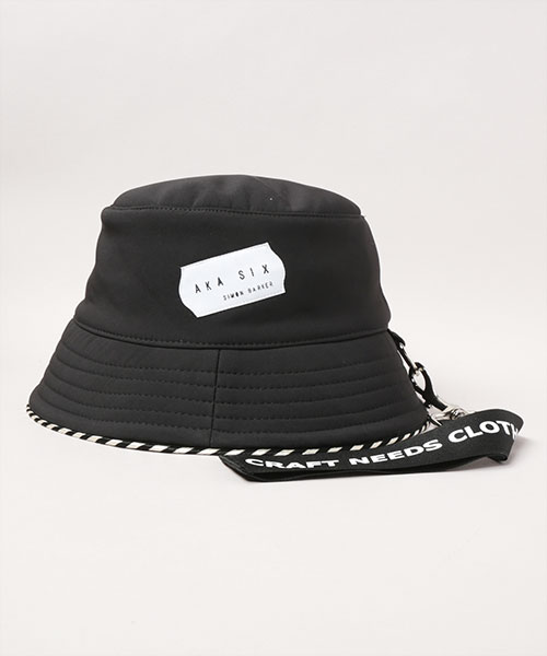 AKA SIX POLY PIPING BUCKET HAT(ONESIZE BLACK): ハット｜帽子