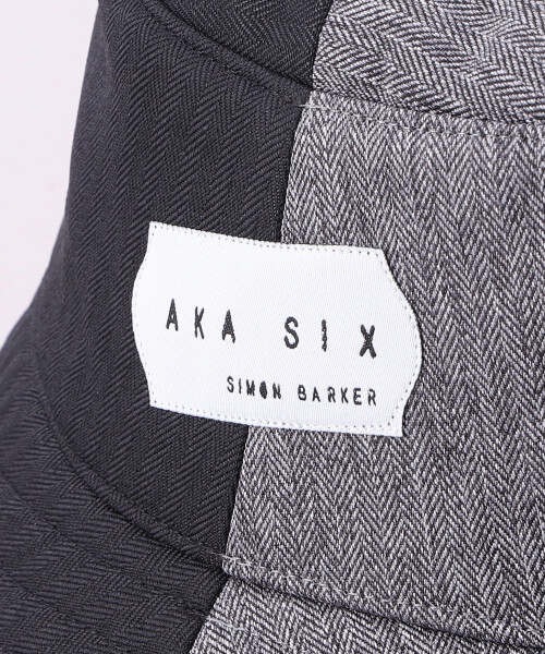 AKA SIX HERRINGBONE HALF N HALF BUCKET HAT BLACK x GRAY ONESIZE