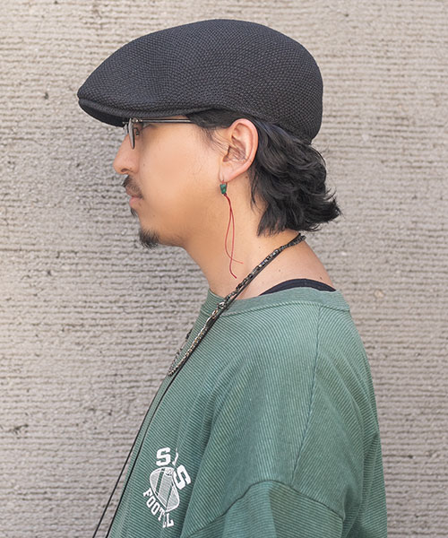 モデル頭囲：57.5cm 着用サイズ：ONESIZE