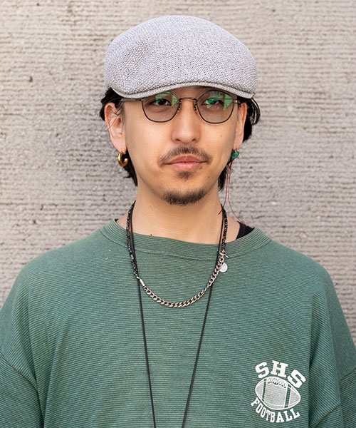 モデル頭囲：57.5cm 着用サイズ：ONESIZE