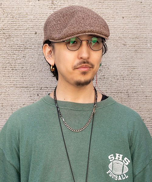 モデル頭囲：57.5cm 着用サイズ：ONESIZE