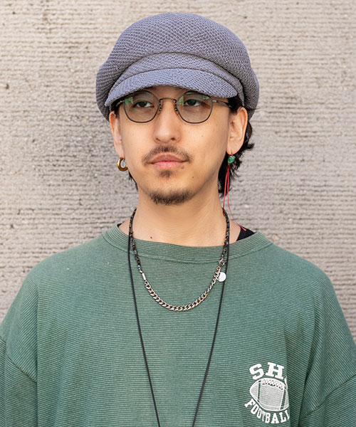 モデル頭囲：57.5cm 着用サイズ：ONESIZE