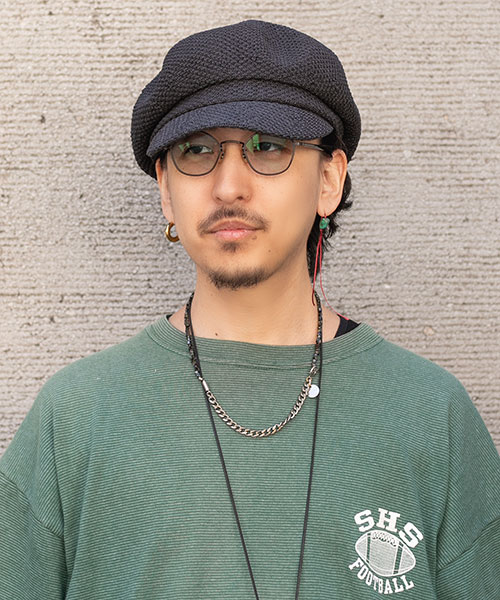 モデル頭囲：57.5cm 着用サイズ：ONESIZE
