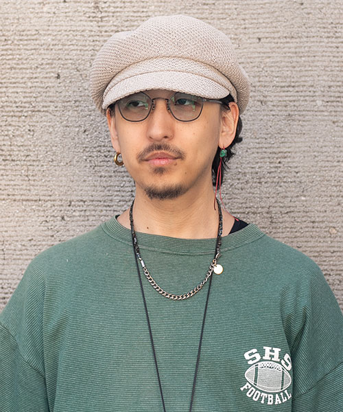 モデル頭囲：57.5cm 着用サイズ：ONESIZE