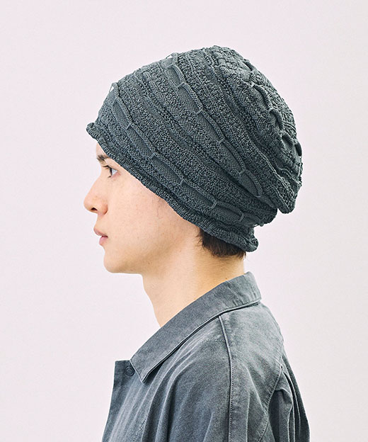 モデル頭囲：54.5cm 着用サイズ：ONESIZE