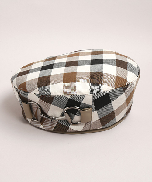 PLAID BERET 10 BEIGE ONESIZE