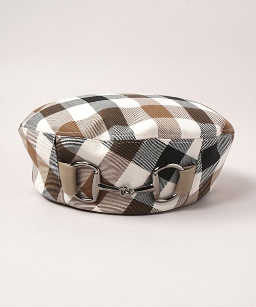 PLAID BERET 10 BEIGE ONESIZE