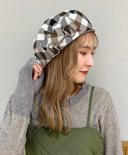 PLAID BERET 10 BEIGE ONESIZE