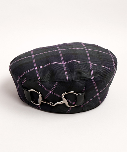 PLAID BERET 10 NAVY ONESIZE