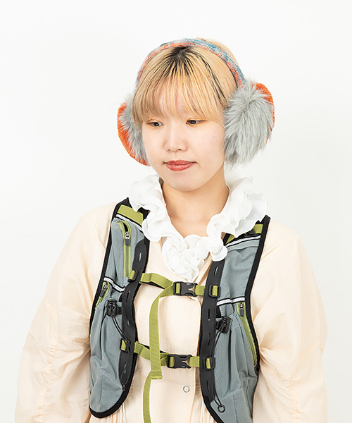 モデル頭囲：54.5cm 着用サイズ：ONESIZE