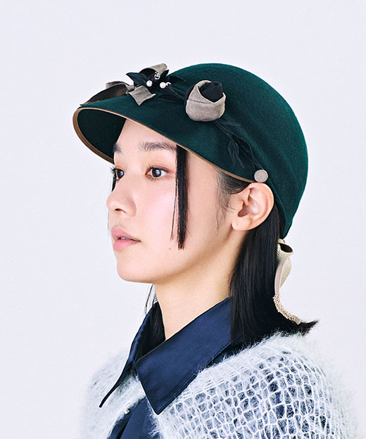 モデル頭囲：55.5cm 着用サイズ：ONESIZE