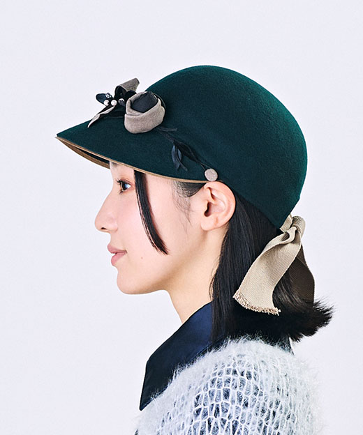 モデル頭囲：55.5cm 着用サイズ：ONESIZE