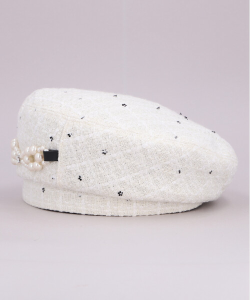 TWEED BERET WHITE ONESIZE