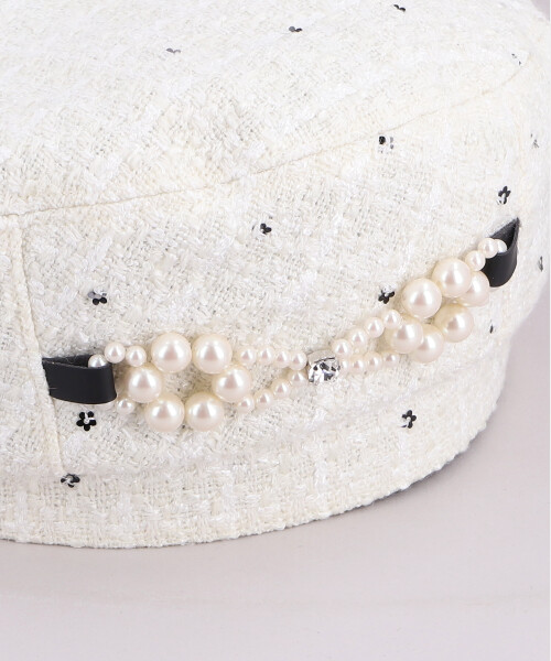 TWEED BERET WHITE ONESIZE