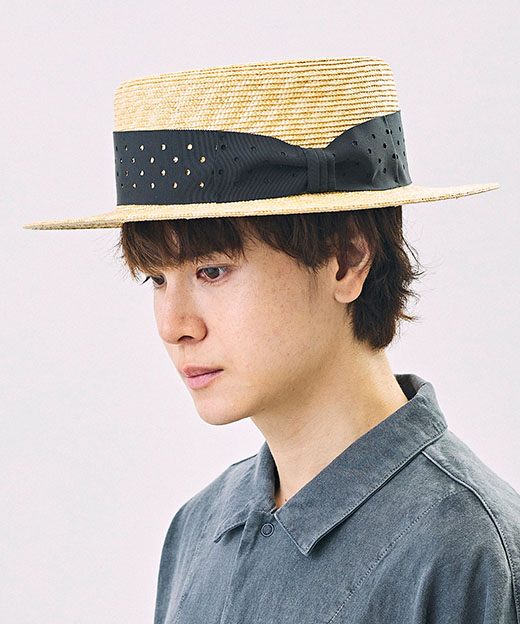 モデル頭囲：54.5cm 着用サイズ：ONESIZE