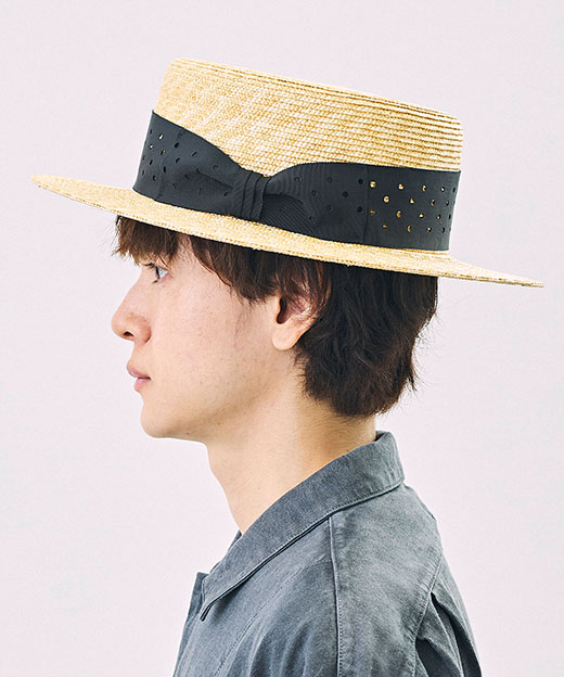 モデル頭囲：54.5cm 着用サイズ：ONESIZE
