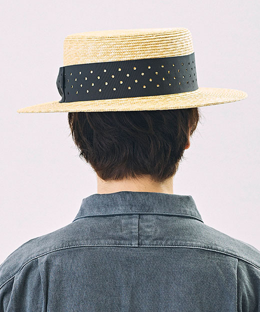 モデル頭囲：54.5cm 着用サイズ：ONESIZE