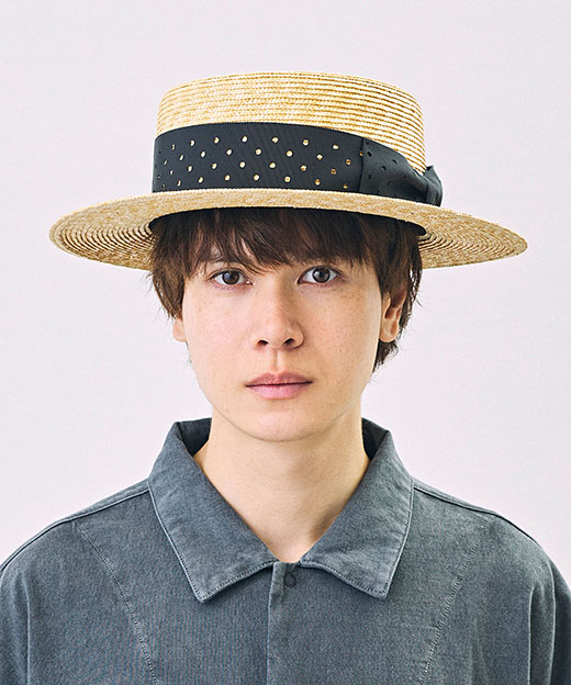 モデル頭囲：54.5cm 着用サイズ：ONESIZE