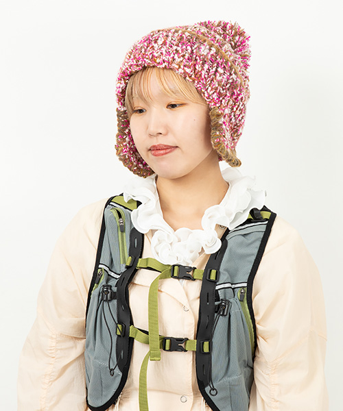 モデル頭囲：54.5cm 着用サイズ：ONESIZE