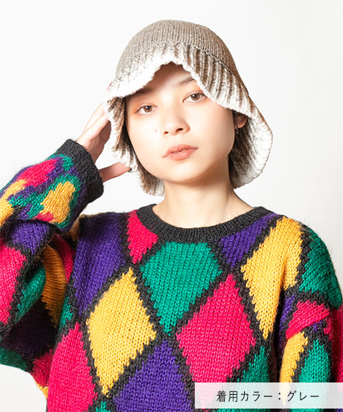 GRADATION KNIT HAT 2 BEIGE ONESIZE