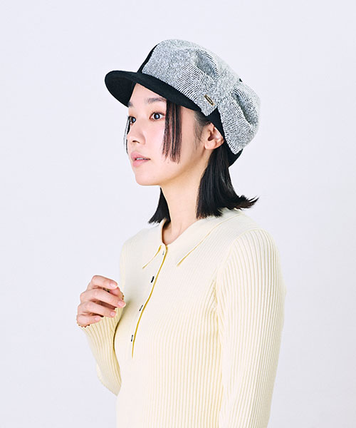 モデル頭囲：55.5cm 着用サイズ：ONESIZE