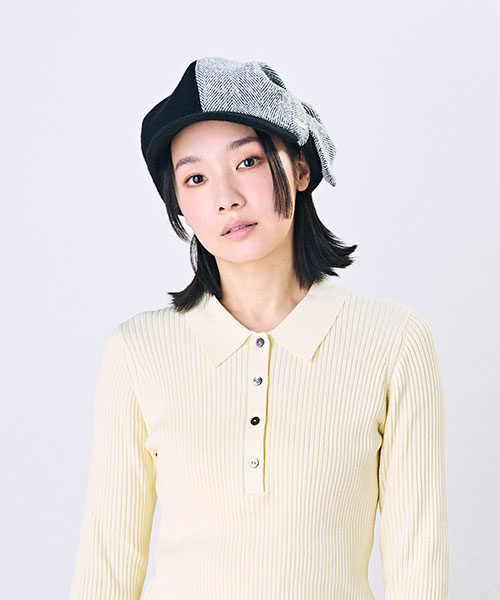 モデル頭囲：55.5cm 着用サイズ：ONESIZE