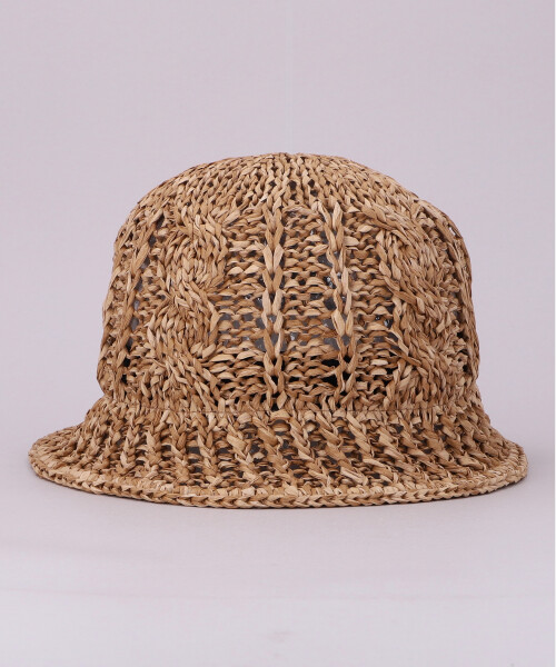HAND KNITTED PAPER BUCKET2(ONESIZE BEIGE): Hats and hat mail