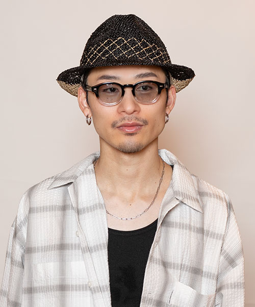 モデル頭囲：58.5cm 着用サイズ：ONESIZE