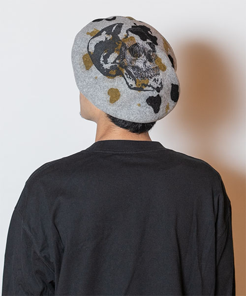 CA4LA CF SKULL PAINTING BERET