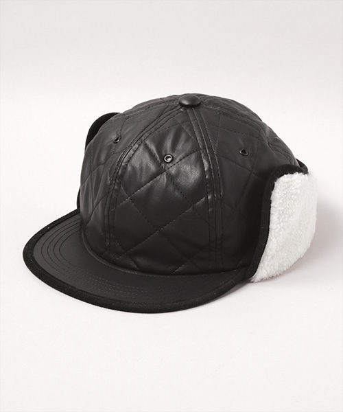 QUILTING EARFLAP CAP BLACK ONESIZE