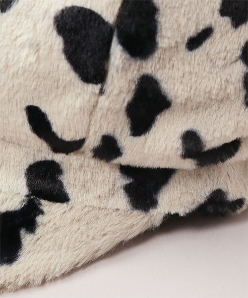 PRINTED FUR CASQUETTE BROWN ONESIZE