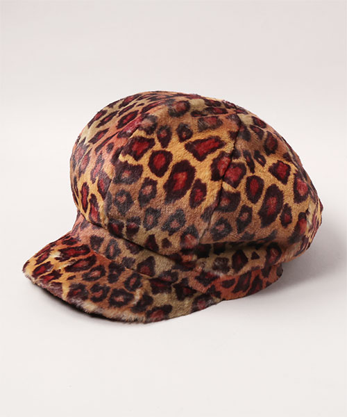 PRINTED FUR CASQUETTE BROWN ONESIZE
