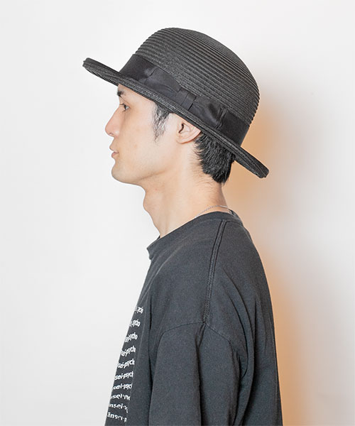 PAPER BRAID BOWLER HAT BLACK L