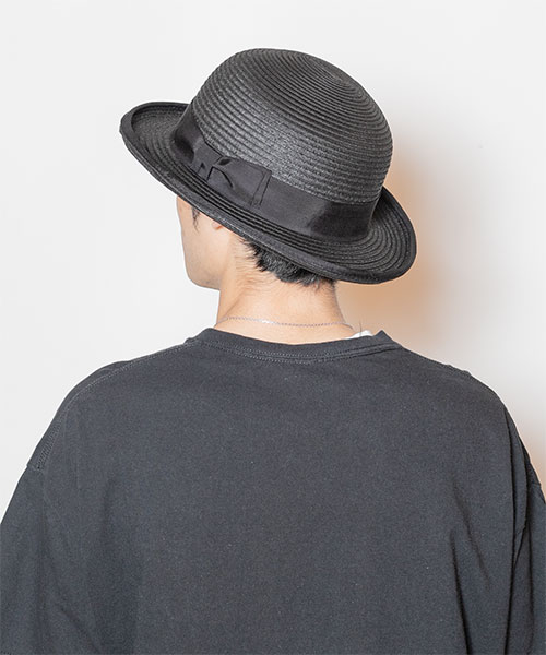 PAPER BRAID BOWLER HAT BLACK L