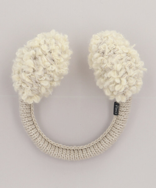 HAND KNITTED EARMUFFS WHITE ONESIZE