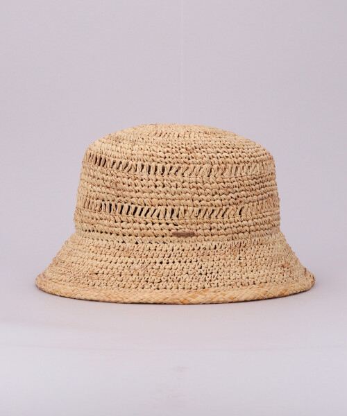 RAFFIA PATTERN CROCHET HAT NATURAL ONESIZE