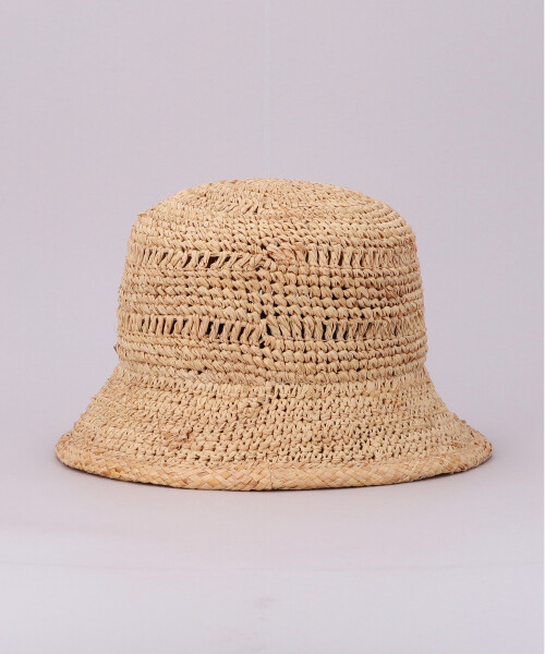 RAFFIA PATTERN CROCHET HAT NATURAL ONESIZE
