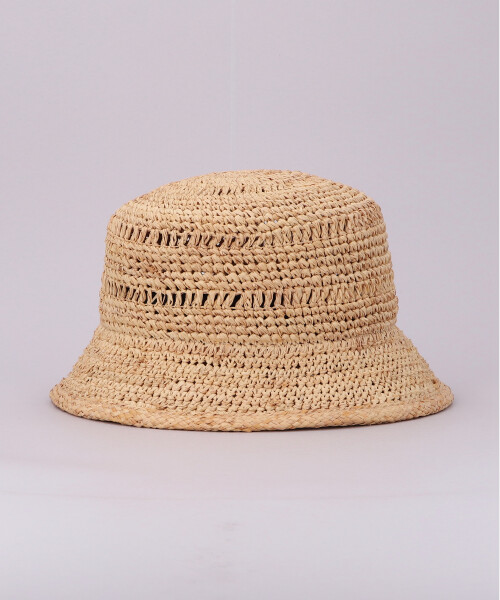 RAFFIA PATTERN CROCHET HAT NATURAL ONESIZE