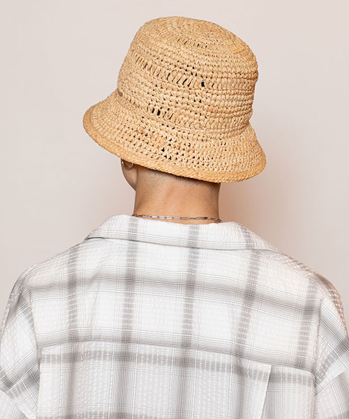 RAFFIA PATTERN CROCHET HAT NATURAL ONESIZE