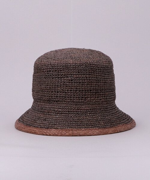 RAFFIA SINGLE CROCHET HAT BROWN ONESIZE
